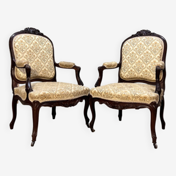 Pair Of Regency Style Flat Back Armchairs 19th Century