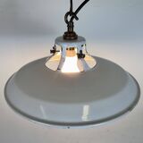 Industrial White Enamel Factory Pendant Lamp, 1960s