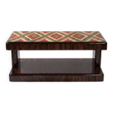 Table basse Art Déco en bois de hêtre, palissandre et marqueterie