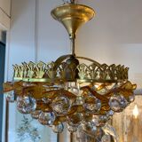 Murano ceiling light yellow flowers and glass balls 1970