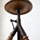 Tripod workshop stool in turned wood and cast iron — circa 1900