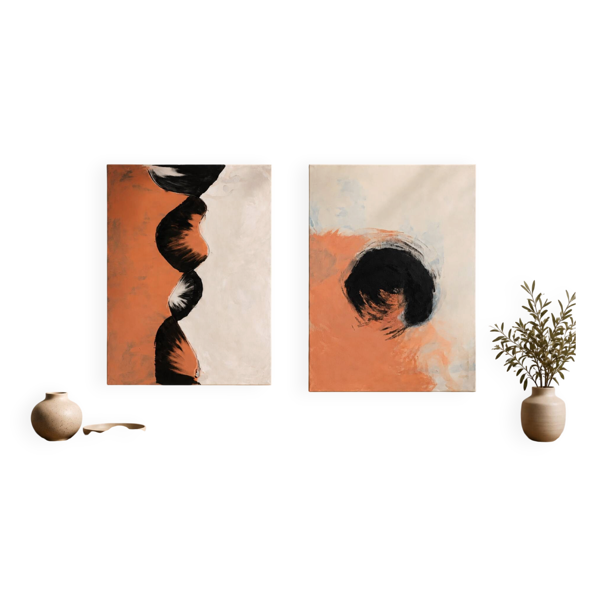 Set of two acrylic paintings on canvas - diptych