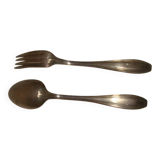 Couverts d'enfant en métal argenté avec écrin