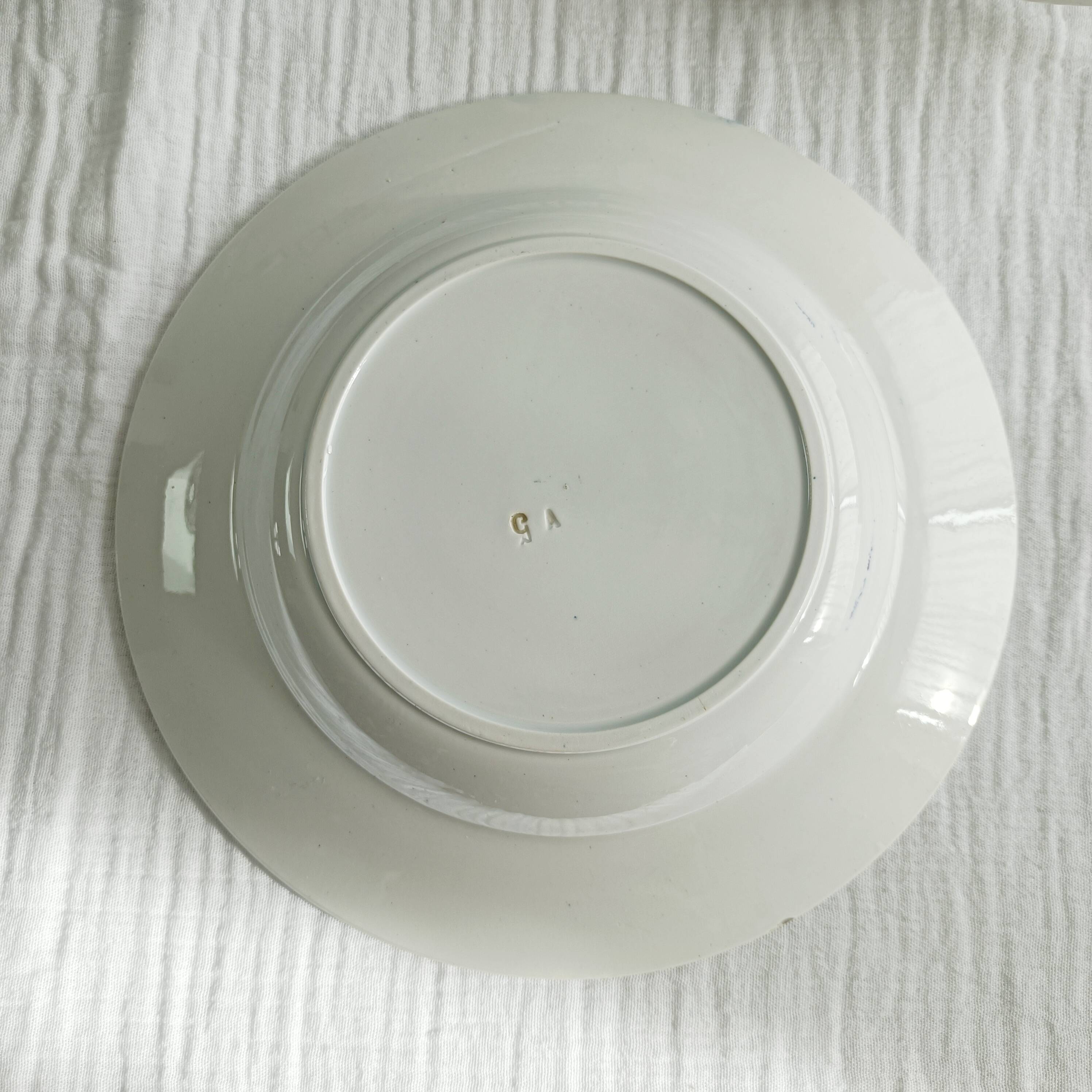 Set of 6 Saint Amand et Hamage iron earth soup plates, Bellflower