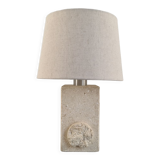 French sculpture lamp in white stone, 60s