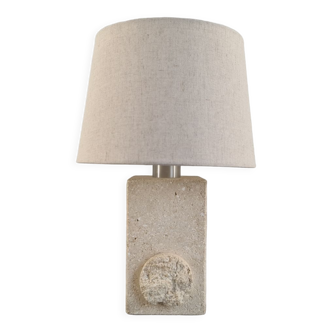 French sculpture lamp in white stone, 60s