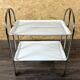1960s 1970s Serving Cart Dinette Side Table Space Age Design Chrome White