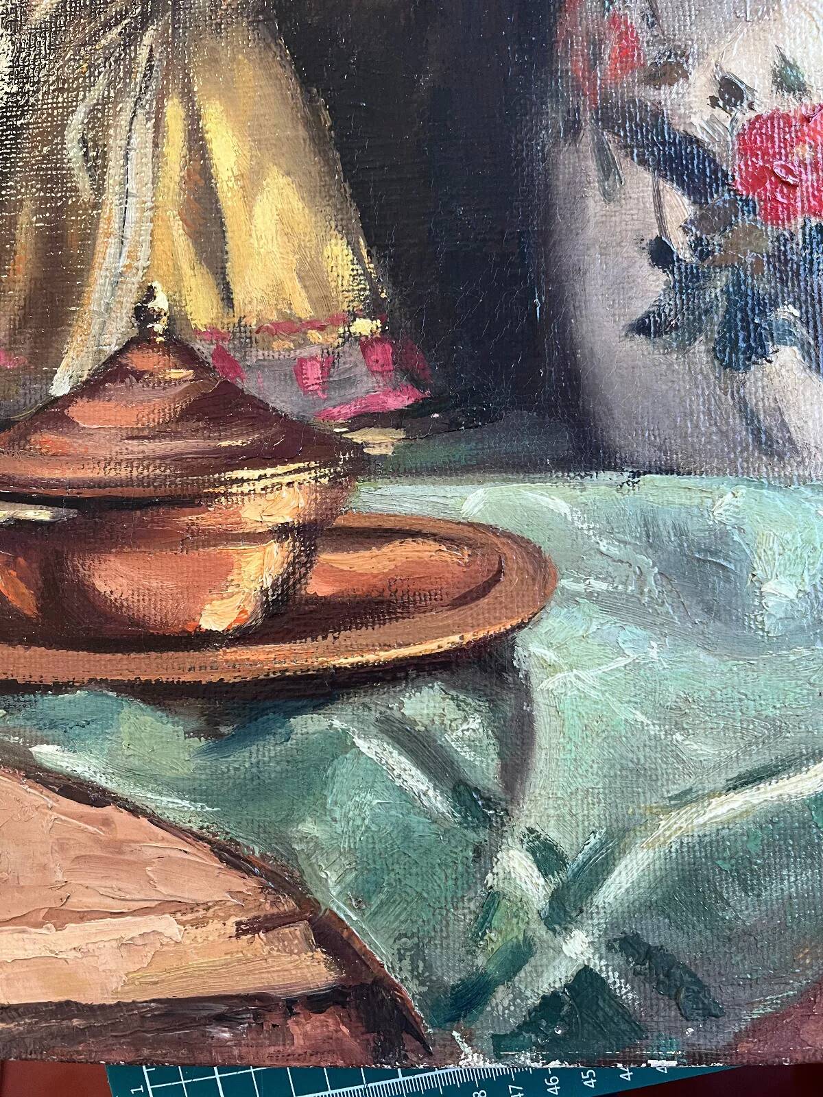 HST painting "Still life with flowers and doll" Guy VAN ISEGHEM (1905-?)