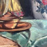 HST painting "Still life with flowers and doll" Guy VAN ISEGHEM (1905-?)