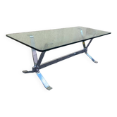 Coffee table in chrome and quality glass, vintage 1960, 70