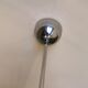 Vintage chrome metal chandelier, wood and 3 glass globes