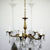 Lustre 5 lumières en bronze et laiton Louis XV