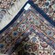 1950s handmade wool floral rug, ivory and blue, 98 × 145 cm