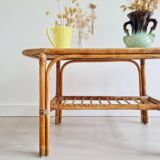 Rattan and bamboo coffee table
