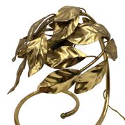 Hollywood regency set of 2 brass leaves table lamps, Bottega Gadda Italy, 1970s