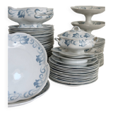 6 flat plates - Antique tableware set 82 pieces Sarreguemines earthenware Art Nouveau style