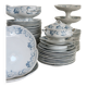 6 flat plates - Antique tableware set 82 pieces Sarreguemines earthenware Art Nouveau style