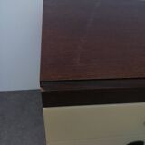 Vintage 3-drawer bedside table in wood and vintage veneer 1970