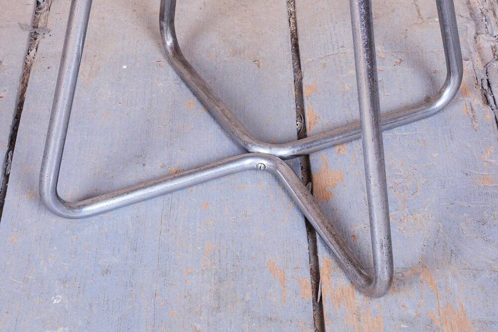 Bauhaus Stool in Beech, Chrome, and Steel from Mücke-Melder, Czech, 1930s