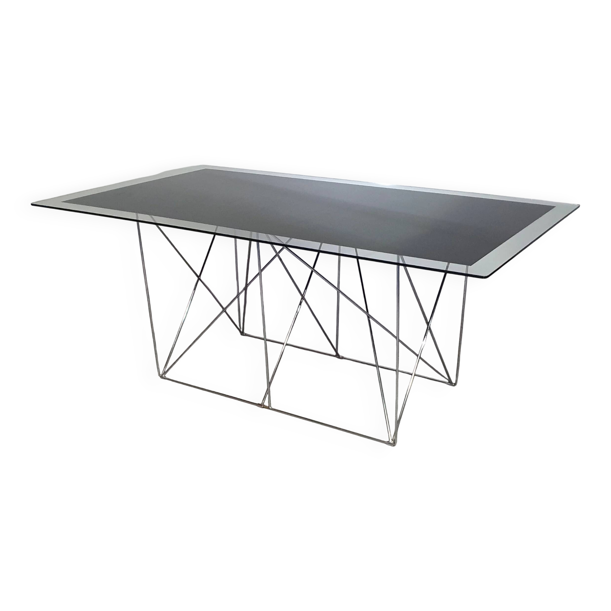 Steel and glass dining table by Max Sauze for Max Sauze Studio, 1970s
