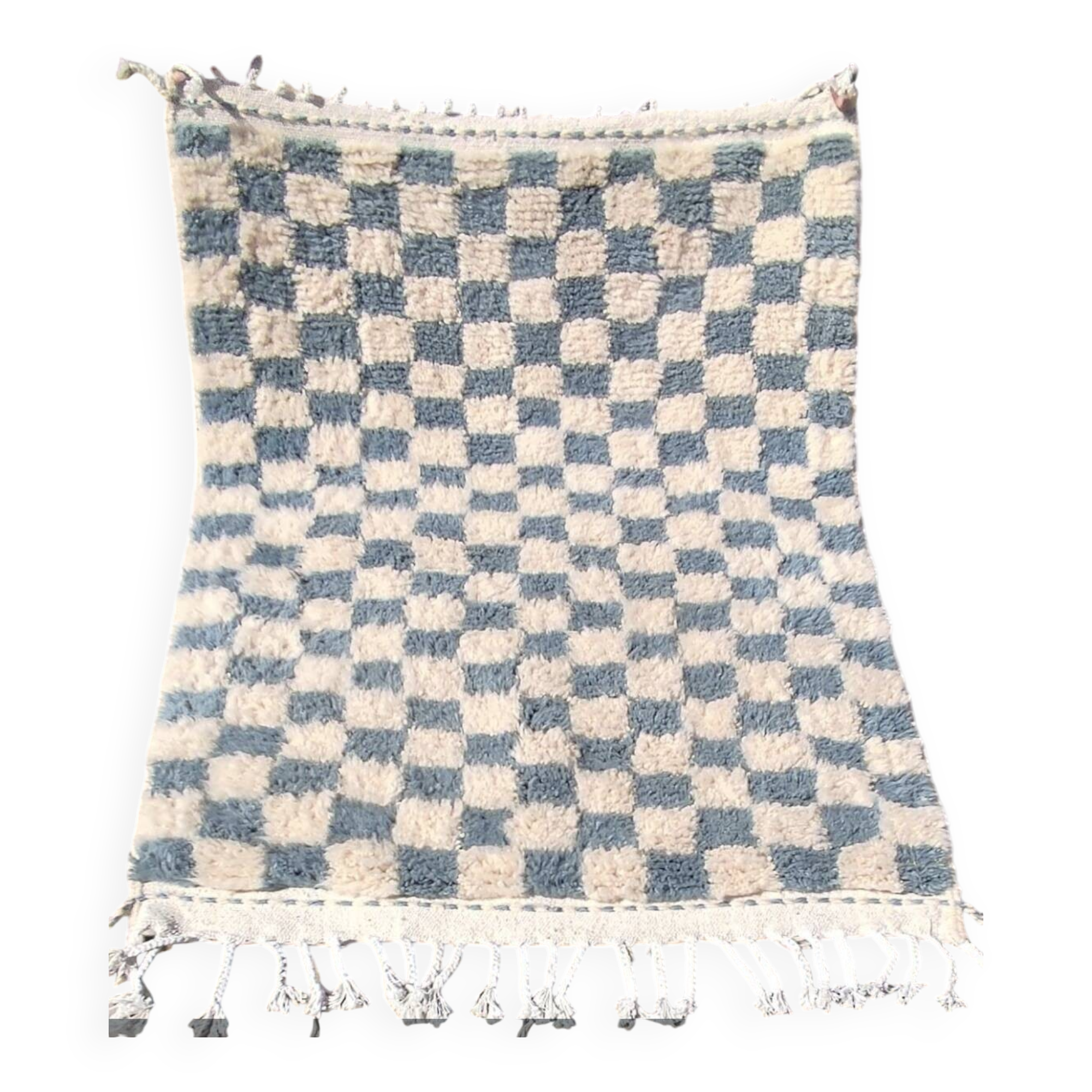 Blue checkered Berber Beni Ouarain rug
