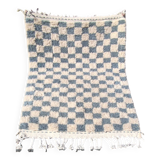 Tapis berbère Béni Ouarain à damiers bleus