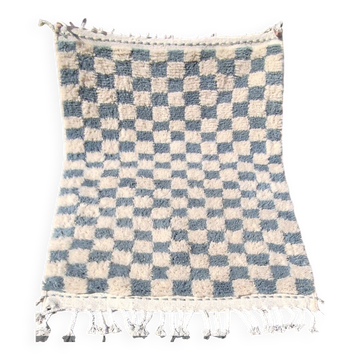 Blue checkered Berber Beni Ouarain rug