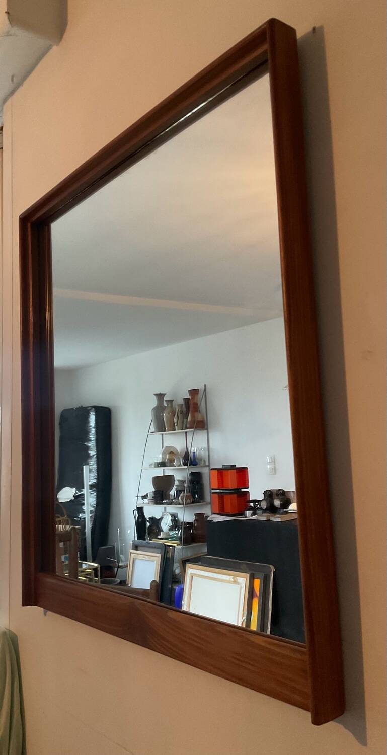 Miroir scandinave en teck années 60-70