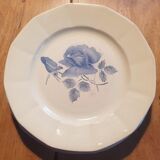 Set 4 flat plates Digoin blue flower