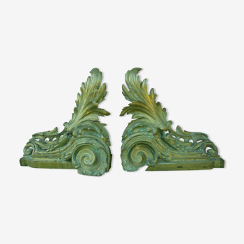 Pair of old chenets Louis XV gilded bronze style