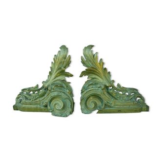 Pair of old chenets Louis XV gilded bronze style