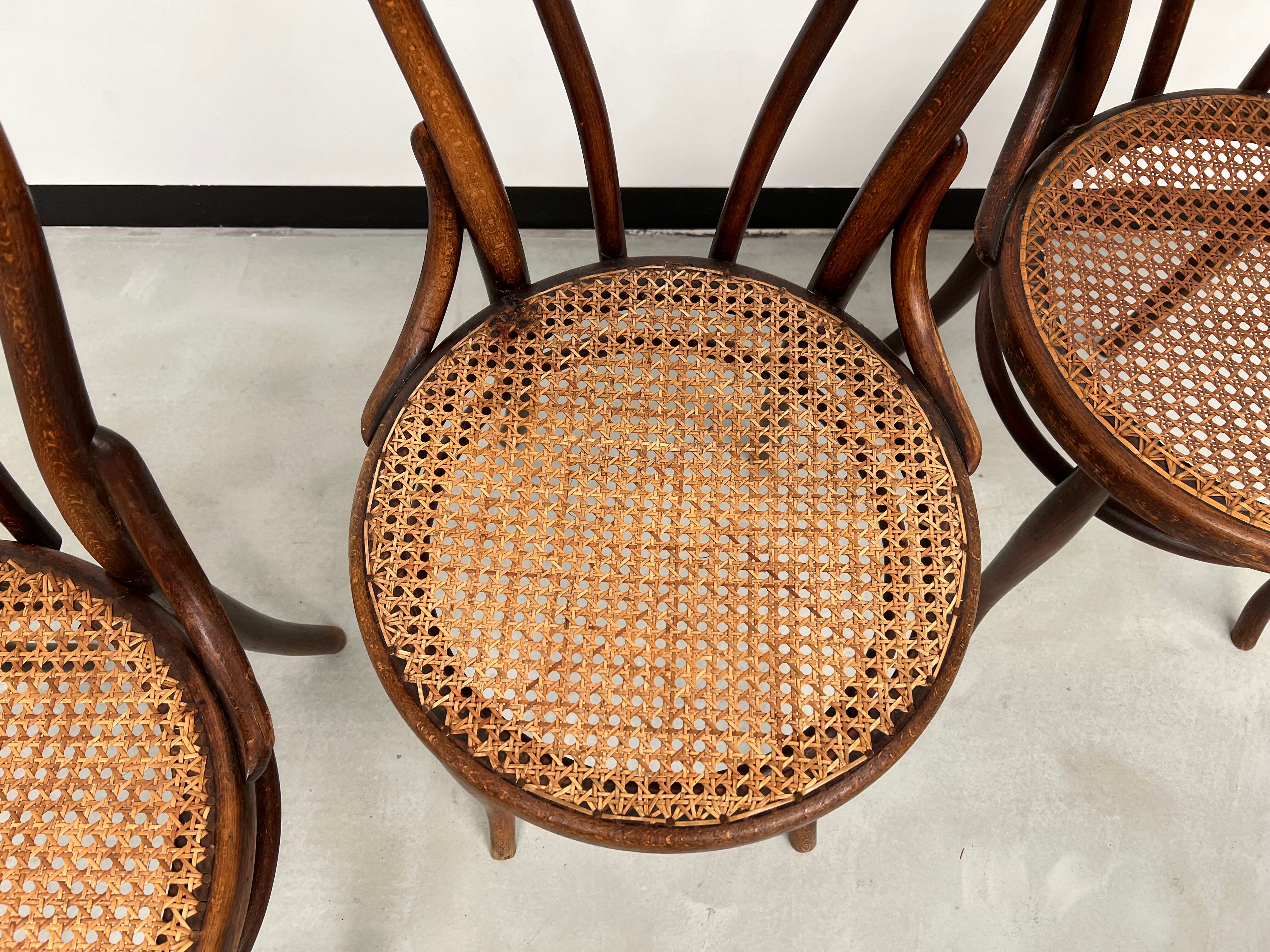 4 bentwood bistro chairs, circa 1910