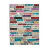 Tapis oriental vintage tissé à la main 170 cm x 237 cm patchwork multicolore