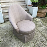 Fauteuil crapaud en toile vintage 1970