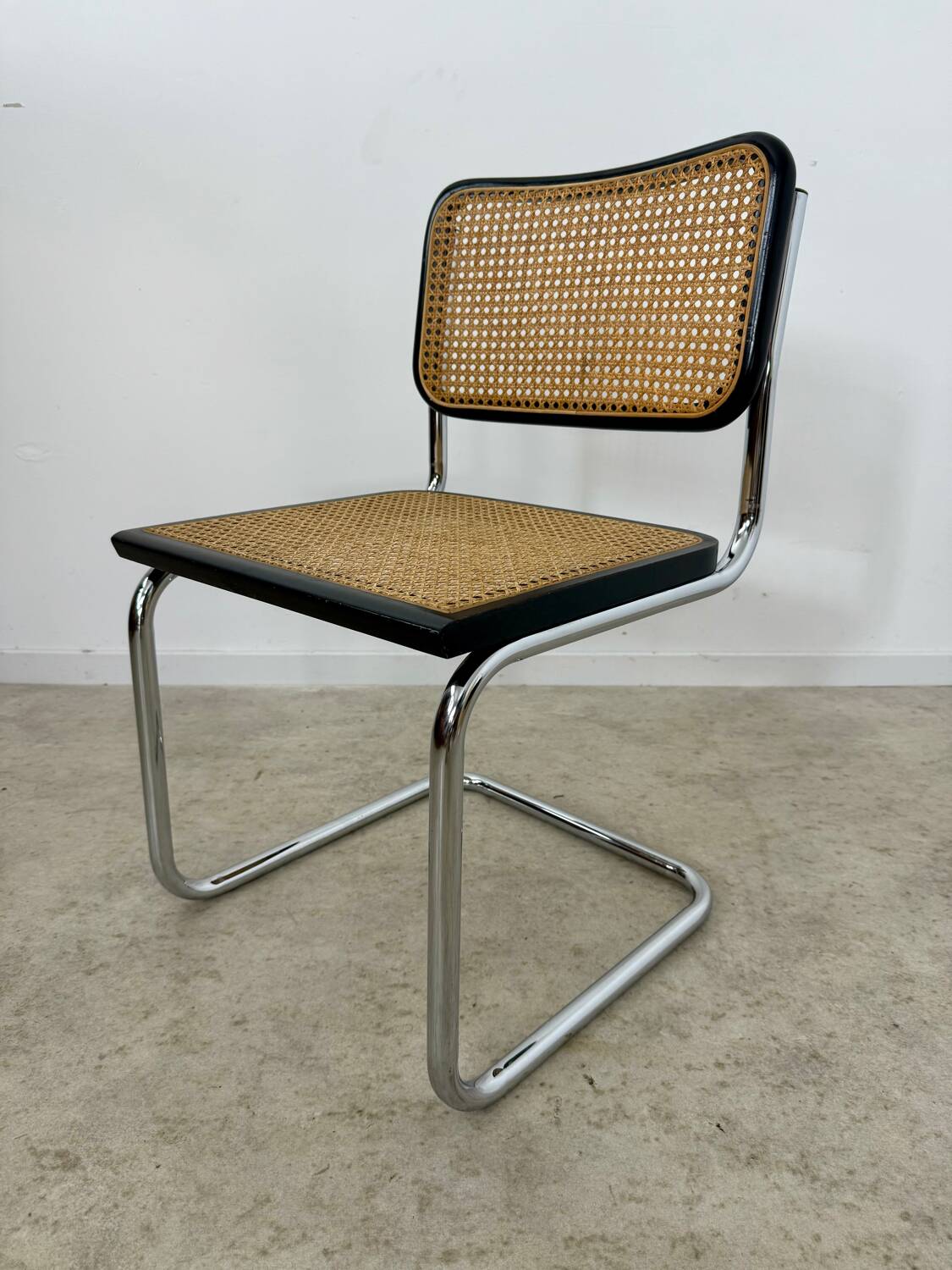 Old black caned chair Cesca B32 design Marcel Breuer 1970 Made in Italy vintage