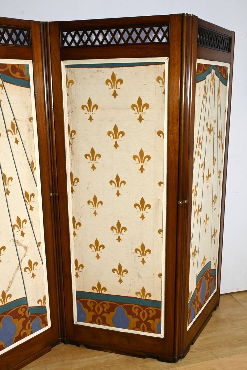 Four-Panel Mahogany Screen – First Part 20th Century