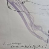 Original watercolor graphite sketch "the erotic dream" signed by Macel Charles Gaichet