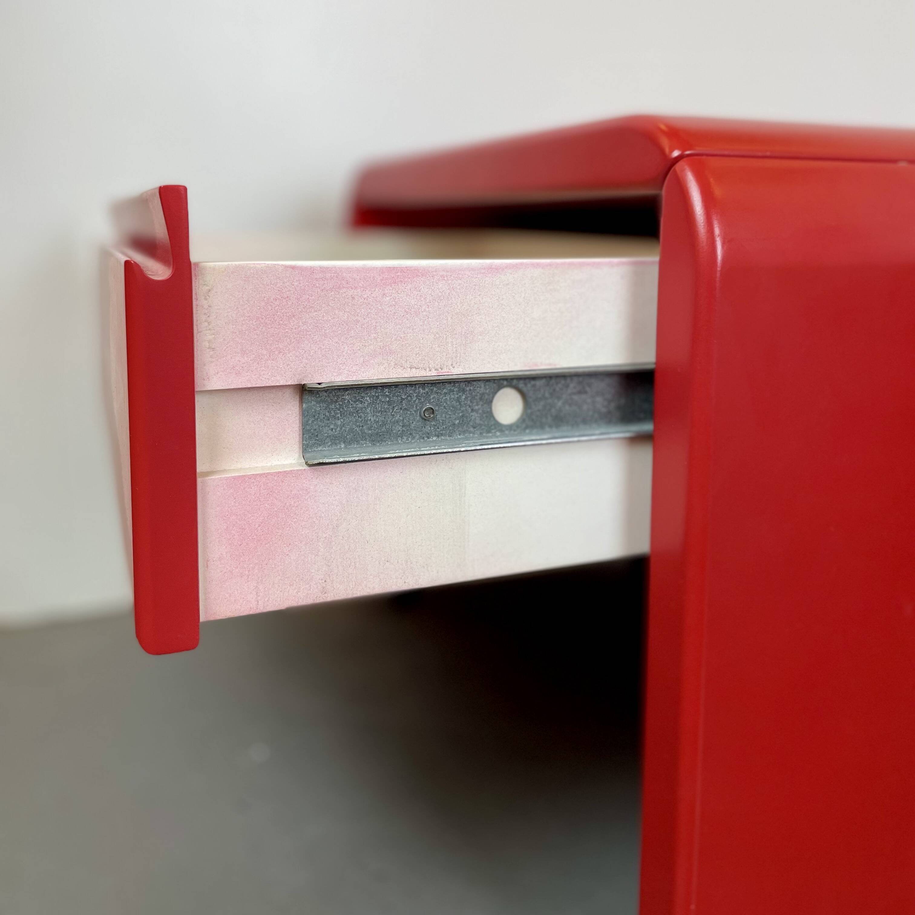 Pair of red bedside tables, 1980s