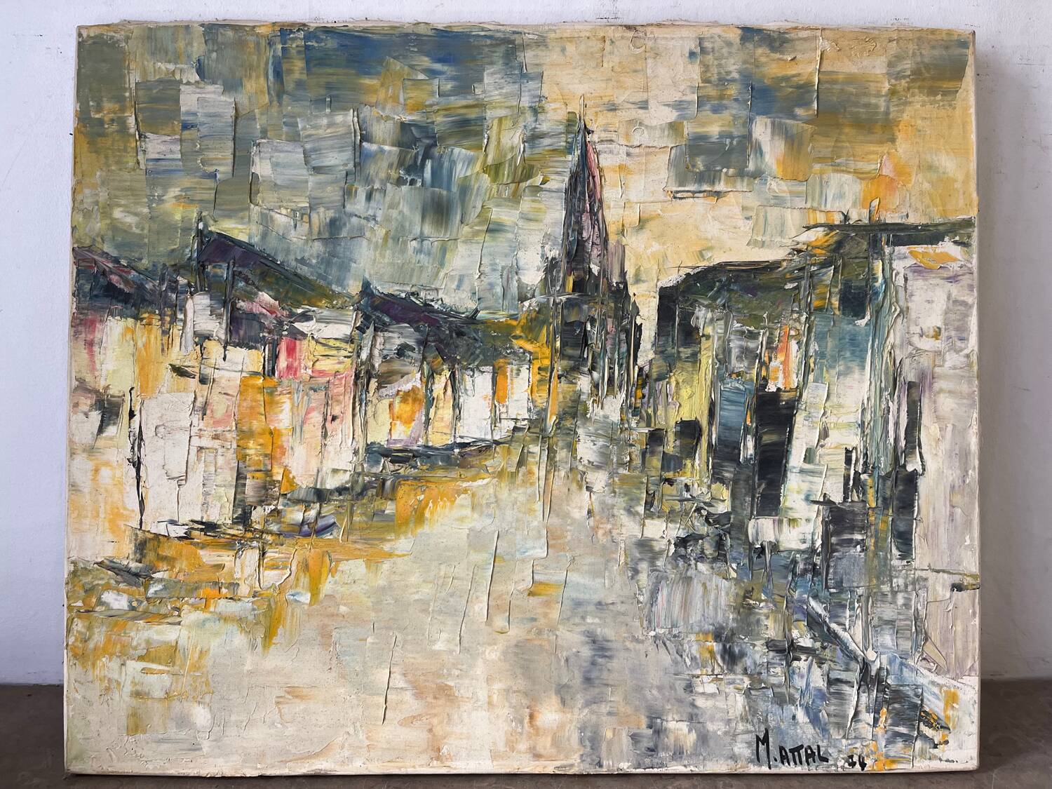 Main Street, knife technique, signed M Attal 1974