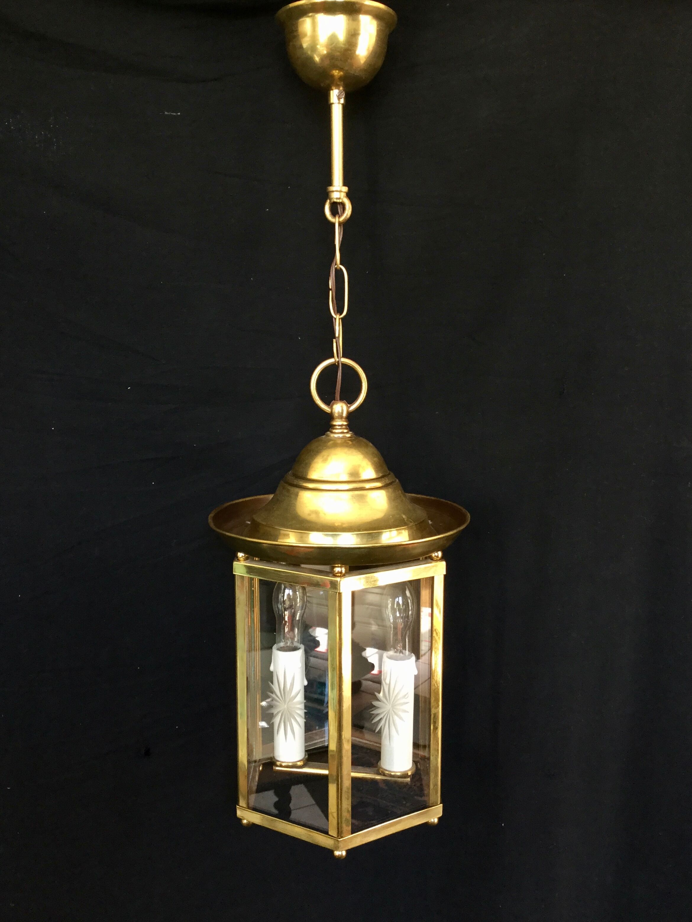 Lantern 2 lights in bronze and brass