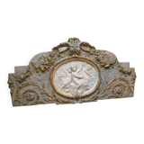 Wall panel with angels in patinated stucco