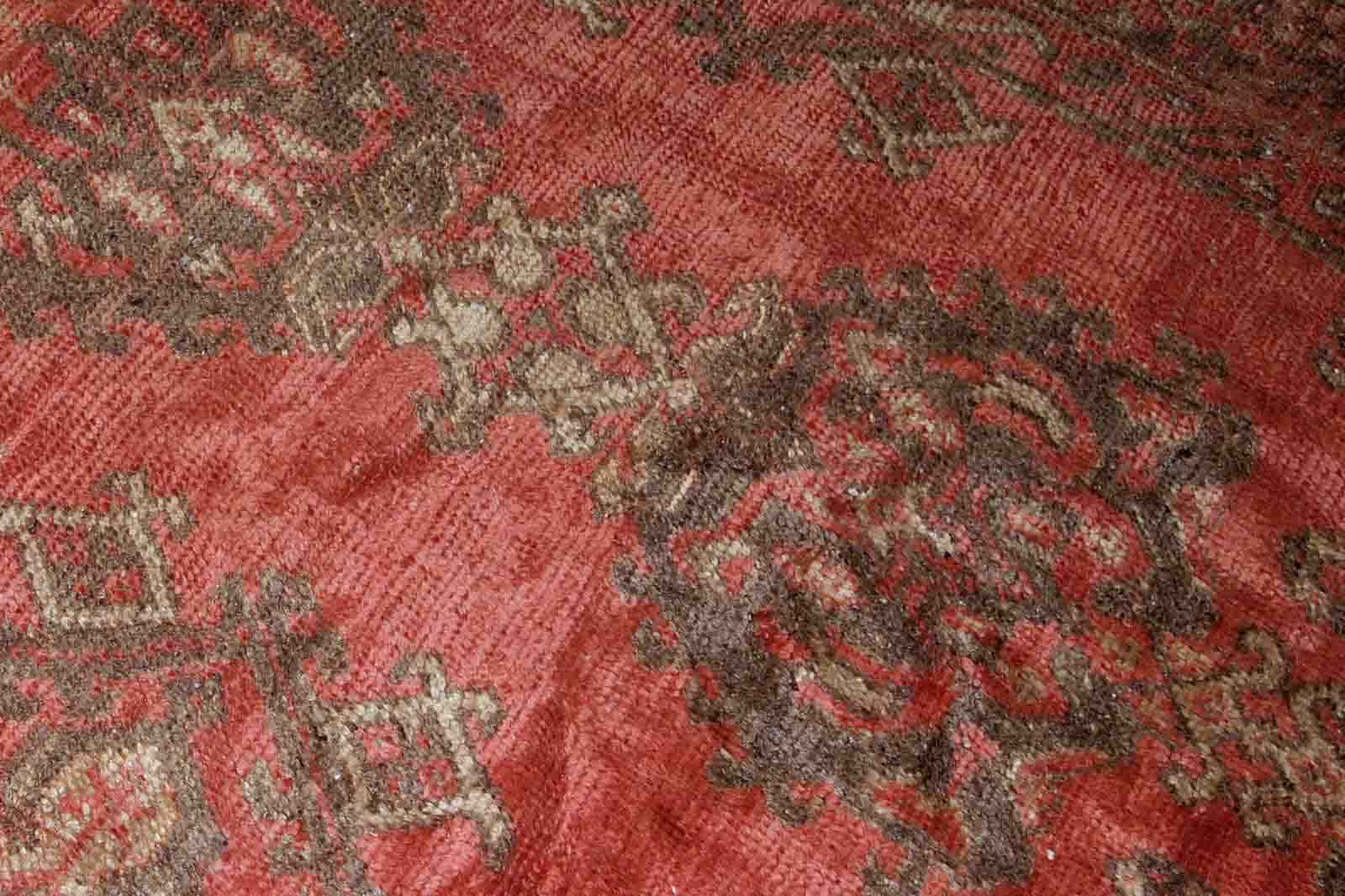 Old Turkish Oushak handmade carpet 274cm x 335cm 1900s, 1B764