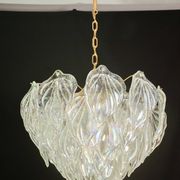 Superbe grand lustre en verre de Murano avec feuilles arc-en-ciel