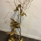 Lampadaire "fleurs" en laiton doré