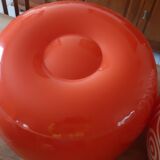2 vintage inflatable poufs in orange plastic