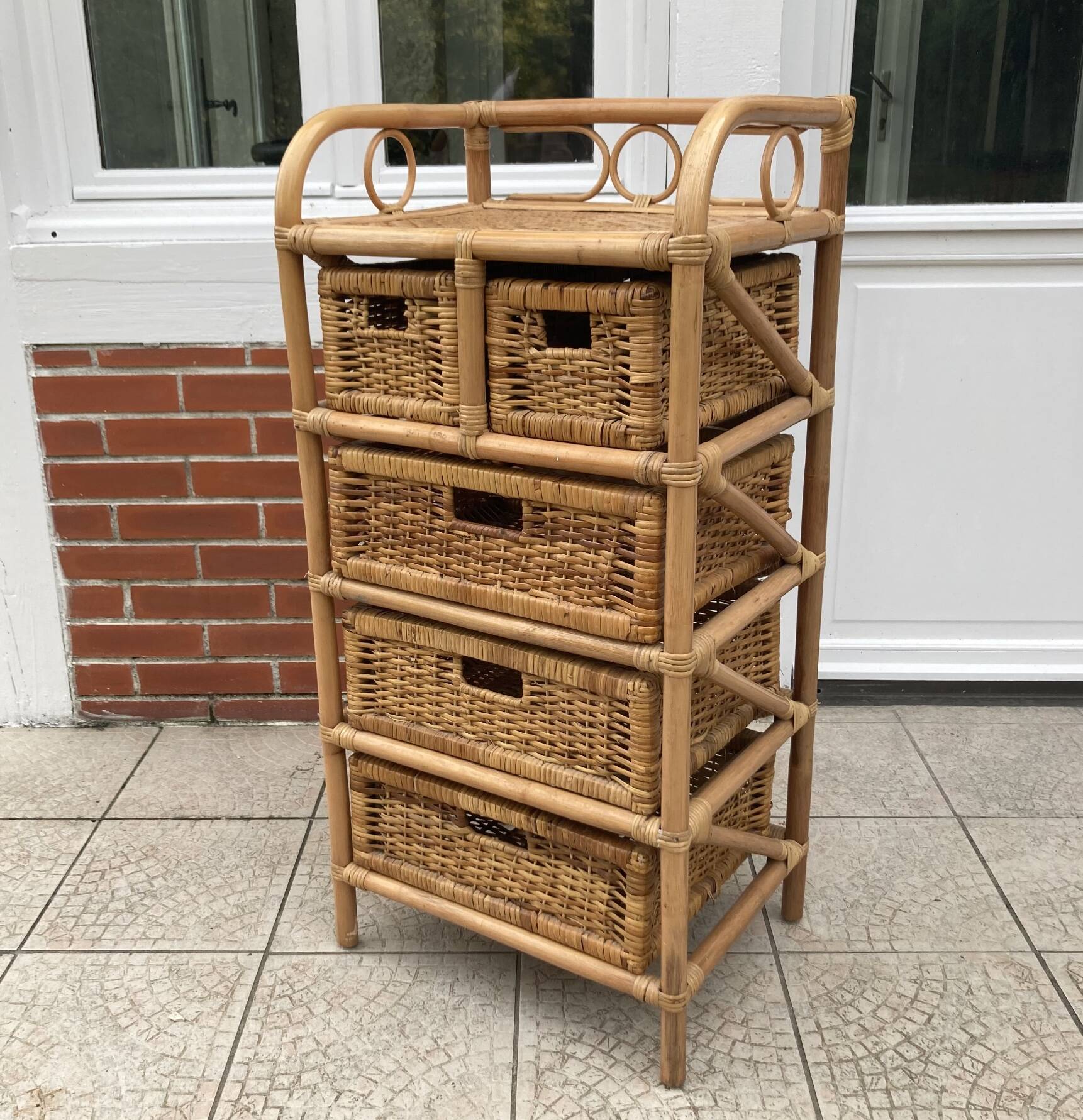 Vintage rattan chiffonier