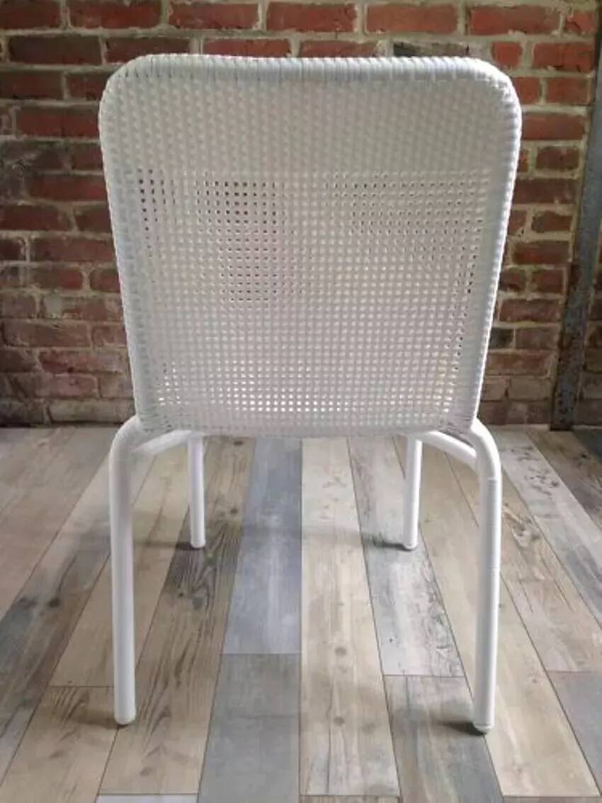 White woven resin garden chair