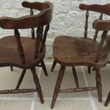 4 solid wood western-style "smoker's chairs" made of oak