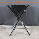 Small Mikado Table in Glass and Chromed Metal – 1970s