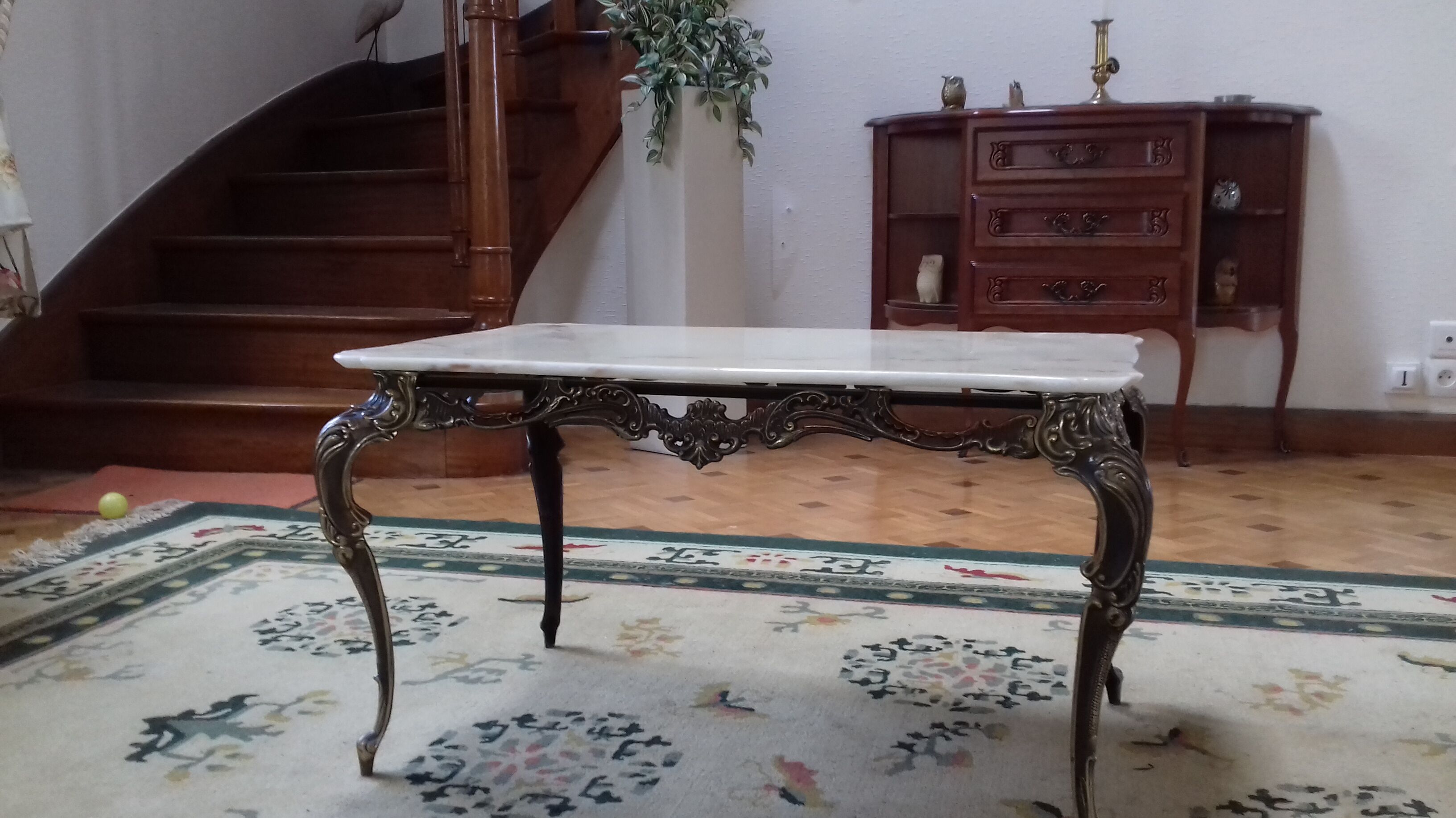 Bronze coffee table and marble tray